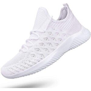 Women's White Slip-On Walking Shoes Lightweight Breathable Non-Slip Sneakers